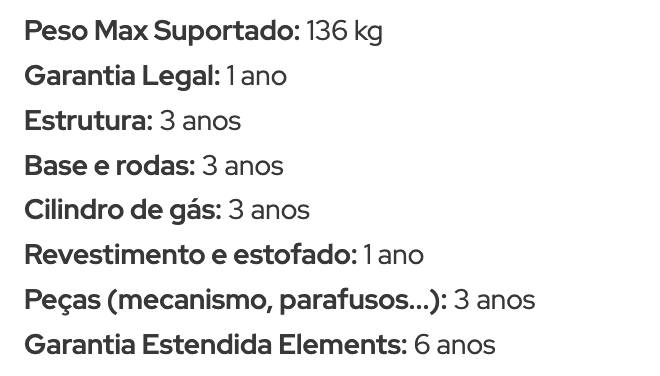 Recorte de evidência do achado 15: Garantia: quatro versões, e o estofado tem 1 ano