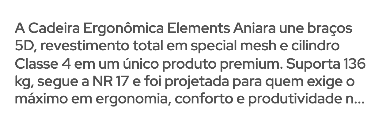 Recorte do resumo do produto terminando em produtividade n reticências, sem link de ler mais