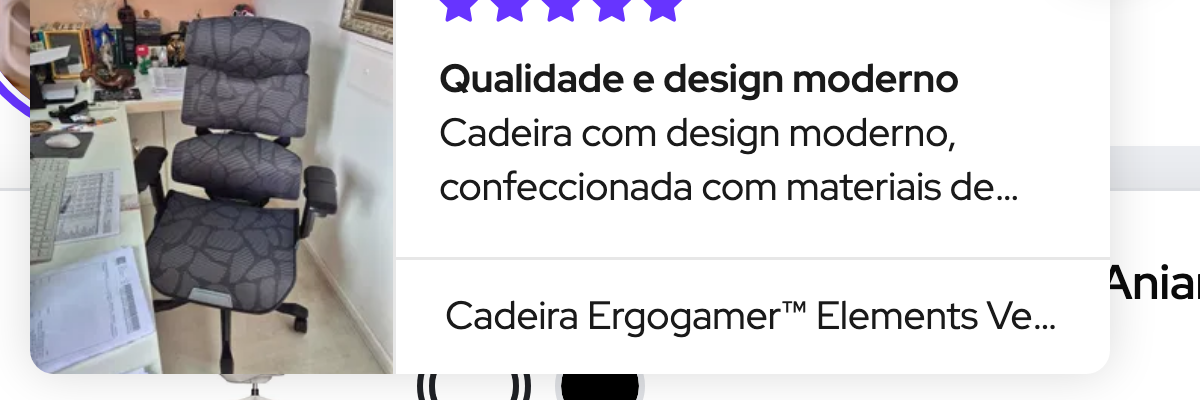 Recorte de evidência do achado 8: Um pop-up de prova social exibe a avaliação de outro produto