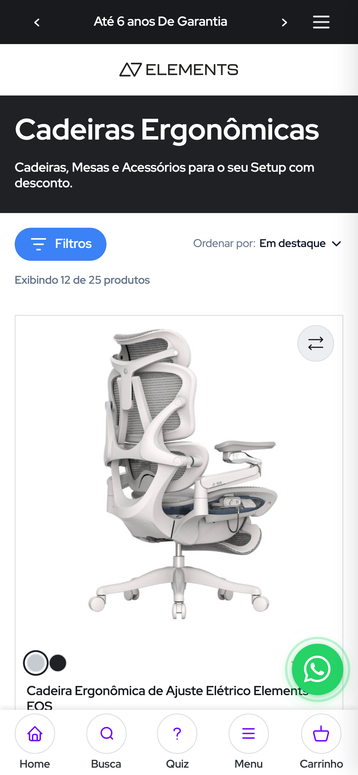 Evidência da dimensão Mobile