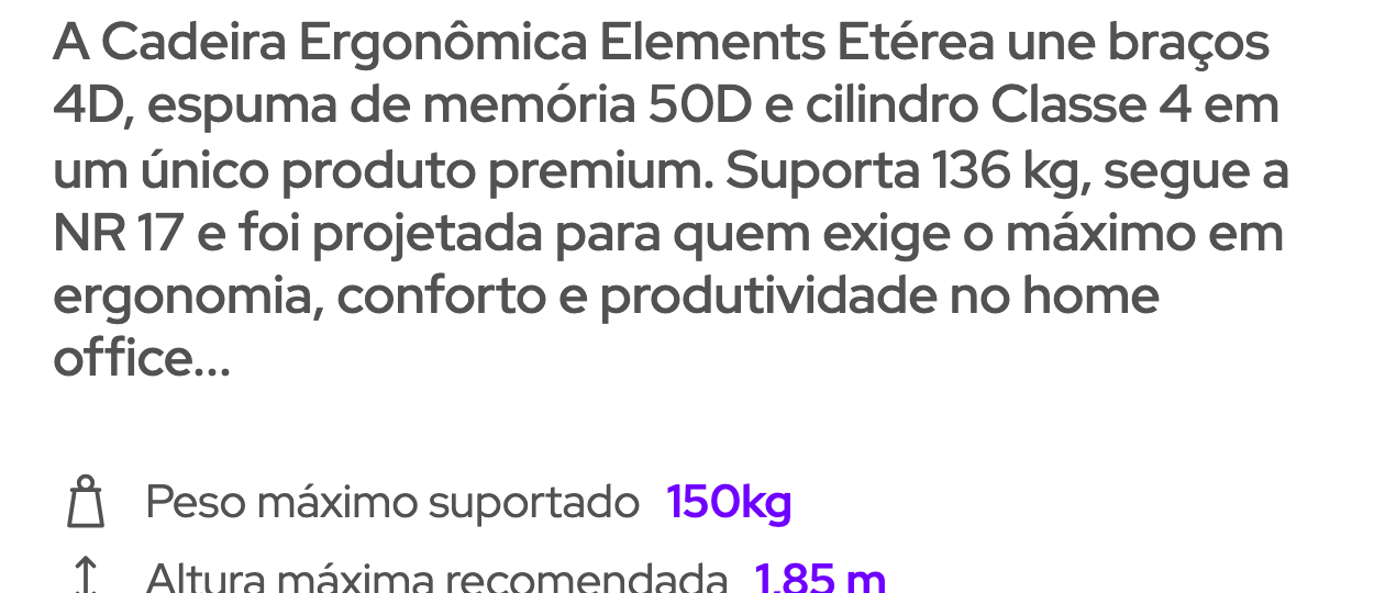Evidência da dimensão Hierarquia visual